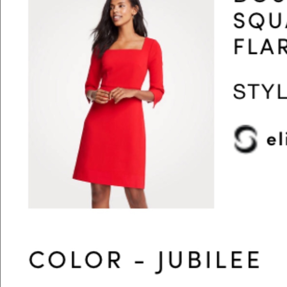 NW ANN TAYLOR DOUBLE WEAVE NECK FLARE DRESS RED 4